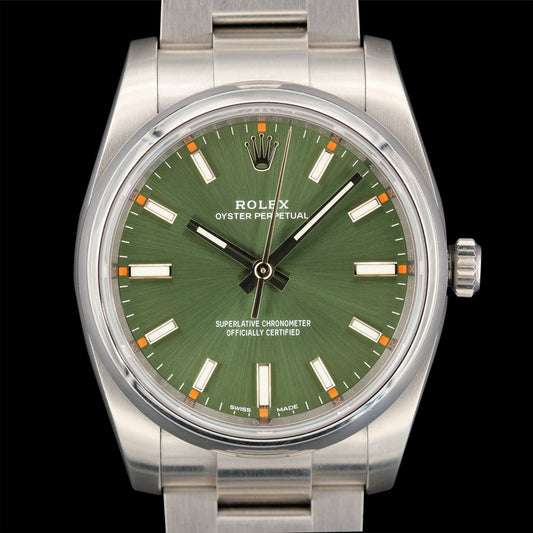 Rolex Oyster Perpetual 34 mm "Olive Dial" fullset del 2016